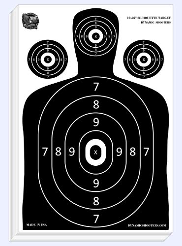 Dynamic Shooters Paper Shooting Targets - Large Range Silhouette Made in USA - 50 Sheets 17X25-inch - for Firearm, Rifle, Gun, Pistol, BB Guns, Airsoft, Pellet Gun, Air Rifle Practice
