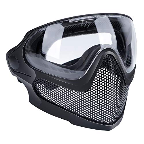 ATAIRSOFT Airsoft 2 Modes Tactical Safety Protective Full Face Mask Anti-Fog Goggles Set with 3 Interchangable Lens Black