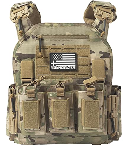 Crusader 2.0 Tactical Airsoft Vest with Molle Quick Release Buckles and Side Cummerbund Pouches and Triple mag Pouch(OCP Camo)