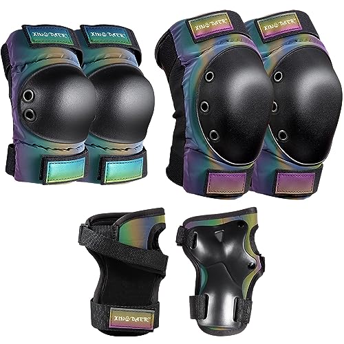 Adult/Kids/Youth Knee Pad Elbow Pads, XINDAER Womens Skate Protective Gear Set 3 in 1 Knee and Elbow Pads Wrist Guards for Skateboard, Roller Skates, Skating, Scooter, Inline Skates, Cycling