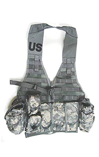 New US Army Military Tactical ACU Digital Camouflage FLC LBV Molle II FIGHTING LOAD CARRIER VEST + 9 POUCHES (3 Double Mag, 2 Triple, 2 Canteen, 2 Hand Grenade) Rifleman Set Ammo Ammunition GI USGI