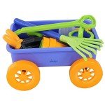 Dimple Garden Wagon & Tools Toy Set Premium 15 Pcs Kids Gardening Tools & Wagon Toy Set - Sturdy & Durable - Top Yd, Beach, Sand, Garden Toy - Great for Kids & Toddlers (Garden Toy Set) Green (Single)