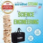 Giantville Giant Tumbling Timber Toy - Premium Pine Wood Life-Size Blocks Tower - Big Floor/Board Indoor/Outdoor Yard Game for Kids & Adults - 56-Pieces + Carry/Storage Bag - Grows to Over 4-Feet