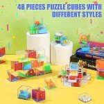 Lenwen 48 Pieces Puzzle Mini Puzzle Cubes 3D Ball Maze Cube Puzzle Cubes Party Favor Games Challenge Decompression for Adults(Cute Style)