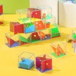 Lenwen 48 Pieces Puzzle Mini Puzzle Cubes 3D Ball Maze Cube Puzzle Cubes Party Favor Games Challenge Decompression for Adults(Cute Style)