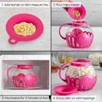 Ecolution Patented Micro-Pop Microwave Popcorn Popper with Temperature Safe Glass, 3-in-1 Lid Measures Kernels and Melts Butter, Made Without BPA, Dishwasher Safe, 3-Quart, Pink