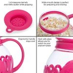 Ecolution Patented Micro-Pop Microwave Popcorn Popper with Temperature Safe Glass, 3-in-1 Lid Measures Kernels and Melts Butter, Made Without BPA, Dishwasher Safe, 3-Quart, Pink