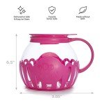 Ecolution Patented Micro-Pop Microwave Popcorn Popper with Temperature Safe Glass, 3-in-1 Lid Measures Kernels and Melts Butter, Made Without BPA, Dishwasher Safe, 3-Quart, Pink