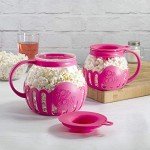 Ecolution Patented Micro-Pop Microwave Popcorn Popper with Temperature Safe Glass, 3-in-1 Lid Measures Kernels and Melts Butter, Made Without BPA, Dishwasher Safe, 3-Quart, Pink