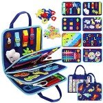 Esjay Toddler Busy Board Montessori Toys, Sensory Board Educational Activities for Learning Fine Motor Skills, Gifts for Girls Boys Toddlers, Travel Toys for Airplane Car