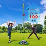 Gizzjoy Dinosaur Toy Rocket Launcher for Kids - Launch Up to 100 Ft, 4 Rockets, Outdoor Outside Toys for Kids, Dinosaur Toys, Birthday Gifts for 3 4 5 6 7 8-12 Year Old Boys Girls