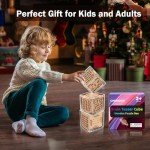 Fidget Puzzle Cube Toy for Adults - 6-Sided Wooden Brain Teaser Magic Cube for Anxiety Relief,Handheld Fidget Maze Cube IQ Balance Games for Travel,Birthday Gifts for Kids Men Teenage Boys