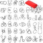 Yilloog Metal Brain Teaser Puzzles Set of 36 with Pouch, Steel IQ Games Physics Mind Metal Puzzles for Adults Basket Stocking Stuffers for Boys Girls Adults Challenge Gifts(Classic)