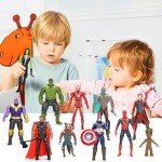 Ealumu Cartoon Action Figures Toys - 11 Pcs Movie Themed Action Heroes Set Fun Collectible Figures Gift for Kids and Fans