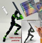 QAONIE 3D Printed 5.54-inch Multi-Jointed Action Figures Dummy13, Full Body Mechanical Movable Toy, Multiple Accessories, Hand Painted Figure, Desk Decoration, Creative Gifts (White)