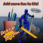 QAONIE 3D Printed 5.54-inch Multi-Jointed Action Figures Dummy13, Full Body Mechanical Movable Toy, Multiple Accessories, Hand Painted Figure, Desk Decoration, Creative Gifts (White)