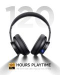 Picun B8 Bluetooth Headphones, 120H Playtime Headphones Wireless Bluetooth with 3 EQ Modes, Low Latency, Hands-Free Calls, Over Ear Headphones for Travel Home Office Cellphone PC Black