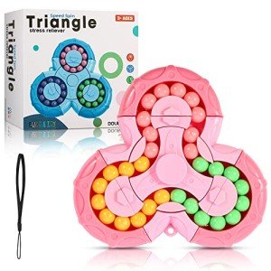 VirtueStar Magic Cube Bean Puzzle,Rotate and Puzzle,Stress and Anxiety Relief Fidget Toys,Brain Teasers Travel Games for Kids Teens Adults,Sensory Toys for Autistic ADHD,Pop Birthday Gift(Pink)