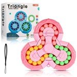 VirtueStar Magic Cube Bean Puzzle,Rotate and Puzzle,Stress and Anxiety Relief Fidget Toys,Brain Teasers Travel Games for Kids Teens Adults,Sensory Toys for Autistic ADHD,Pop Birthday Gift(Pink)