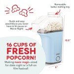 DASH Hot Air Popcorn Popper Maker with Measuring Cup to Portion Popping Corn Kernels + Melt Butter, 16 Cups - Dream Blue