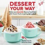 DASH My Mug Ice Cream Maker Machine (Aqua): Multi-Purpose Soft Serve Ice Cream Machine with (2) Bowls for Homemade Gelato, Sorbet, Frozen Yogurt, Built-In Ingredient Chute, Easy to Clean and Store