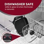 Elite Gourmet EG808 8” x 8" Non-stick Electric Skillet, Dishwasher Safe with Tempered Glass Vented Lid, Rapid Heat Up, 600W, Black