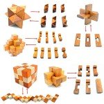Guaishou Brain Teasers with The Puzzles 21Pcs Unlock Interlock Game IQ Test Toy 3D Wooden and Metal for Party Favor Kids Adults Challenge
