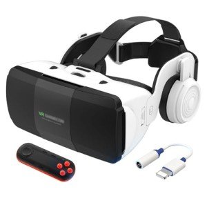 VR Headset for Phone 4.7-7.8 Inch iOS and Android, 3D Virtual Reality Glasses with Controller and Headphones, Vr Glasses for Kids and Adult Play Vr Games & 3D Movies, for Men/Kids (