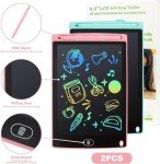 LCD Writing Tablet, 2 Packs Drawing Pads for Kids 3 4 5 6 Years Old 8.5 Inch Colorful Lines Doodle Scribble Boards Educational Toys for Boys Girls Road Trip EssentialsTravel Game Toys,Pink+Blue
