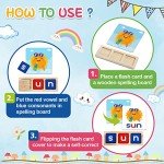 CVC Word Educational Toy Spelling Games, Preschool Toddler Learning Activities, Montessori Learning Toys Gifts for 3 4 5 6 Years Old Kids, 60 Sight Words Flash Cards Alphabet Puzzle for Toddlers