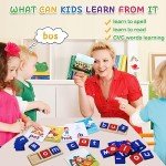 CVC Word Educational Toy Spelling Games, Preschool Toddler Learning Activities, Montessori Learning Toys Gifts for 3 4 5 6 Years Old Kids, 60 Sight Words Flash Cards Alphabet Puzzle for Toddlers