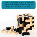 Wooden Brain Teaser Puzzle Cube: Cool Office Gadgets for Desk, Block Puzzles & Cube Puzzle for Adults and Teens | Educational Toy | 54 L-Shaped Pieces | Desk or Gift