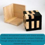 Wooden Brain Teaser Puzzle Cube: Cool Office Gadgets for Desk, Block Puzzles & Cube Puzzle for Adults and Teens | Educational Toy | 54 L-Shaped Pieces | Desk or Gift