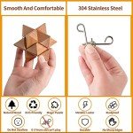 42 PCS Metal & Wooden Brain Teasers Puzzles Kit -Unlock Interlock Puzzles Box Coils for Adults Mind IQ Logic Test Disentanglement Games Educational Toys School Office Supplies WP10