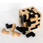 Wooden Brain Teaser Puzzle Cube: Cool Office Gadgets for Desk, Block Puzzles & Cube Puzzle for Adults and Teens | Educational Toy | 54 L-Shaped Pieces | Desk or Gift