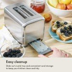 bella Stainless Steel 2 Slice Toaster with Extra Wide Slots & Removable Crumb Tray, 6 Browning Options, Auto Shut Off & Reheat Function, Toast Bread, Bagel & Waffle