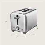 bella Stainless Steel 2 Slice Toaster with Extra Wide Slots & Removable Crumb Tray, 6 Browning Options, Auto Shut Off & Reheat Function, Toast Bread, Bagel & Waffle