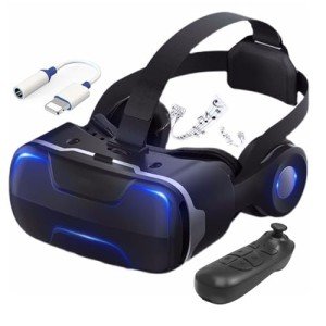 3D VR Glasses Virtual Reality Headset Goggles w Headphones for Kids, Phone Vr Headset with Controller for Video Movies & Games (4.7 to 6.5 Inches) VR Set for Kids Age 9-10, for Kids