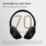 DOQAUS Bluetooth Headphones Over Ear Wireless Headphones, 70H Playtime and 3EQ Modes Wireless Headphones with Mic, HiFi Stereo Sound, Deep Bass, Memory Foam Ear Cups, for Phone PC Travel Home Office