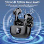Wireless Earbuds Bluetooth 5.3 Headphones, 40H Playback HiFi Stereo Ear Buds with LED Display, ENC Noise Cancelling Earphones, IP7 Waterproof in-Ear Earbuds for iOS Andriod Sport/Workout/Running/Black
