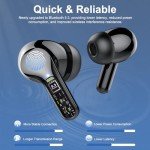 Wireless Earbuds Bluetooth 5.3 Headphones, 40H Playback HiFi Stereo Ear Buds with LED Display, ENC Noise Cancelling Earphones, IP7 Waterproof in-Ear Earbuds for iOS Andriod Sport/Workout/Running/Black