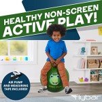 Flybar Hopper Ball for Kids - Bouncy Ball with Handle, Durable Bouncy Balls, Kangaroo Ball, Exercise Ball, Indoor and Outdoor Toy, Pump Included, Toddler Toys for Boys and Girls, Ages 3 and Up (Frg S)