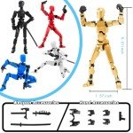 4Pack Assembled Titan T13 Action Figures Set - Lucky Dummy Nova 13 Action Figure Robot Anime Stick Figures Fidget Toys for Boys Multi Movable Joints Gifts Toys for Kids (Golden+White+Blue+Red)
