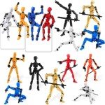 4Pack Assembled Titan T13 Action Figures Set - Lucky Dummy Nova 13 Action Figure Robot Anime Stick Figures Fidget Toys for Boys Multi Movable Joints Gifts Toys for Kids (Golden+White+Blue+Red)
