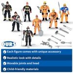8 Pieces Firefighter Action Figures, Fireman Toys for 3 4 5 6 7+ Year Old Boys, 4-Inch Toy Figure & Playsets with Accessories, Ideal Gifts for Boys Girls Kids, Christmas Stocking Stuffers Party Favor