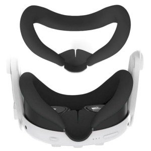 diamondo VR Face Cover Compatible with Meta/Oculus Quest 3, VR Silicone Mask Face Cushion Sweatproof Face Pad Cushion Lens Protector Washable Replacement for Quest 3 Headset Accessories