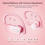 occiam Wireless Earbuds Bluetooth Headphones 48H Play Back Earphones in Ear Waterproof with Microphone LED Display for Sports Running Workout Pink