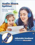 iClever 2Pack Kids Headphones with Sharing Splitter - 94dB Safe Volume Limited - HS22 Wired Headphones for Kids Teens, Tangle-Free 3.5mm Jack Foldable Stereo Headphones for School/Tablet/Travel