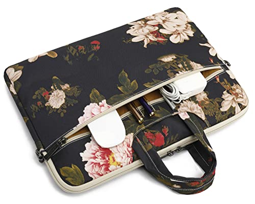 DACHEE Black Peony Waterproof Shoulder Bag for Laptops