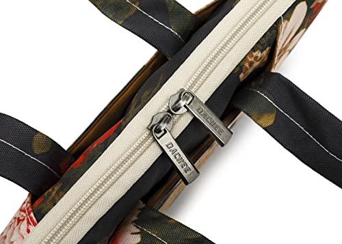 DACHEE Black Peony Waterproof Shoulder Bag for Laptops